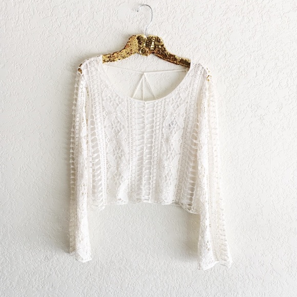 Forever 21 Tops - Forever 21 Cream Crochet Long Sleeve Top