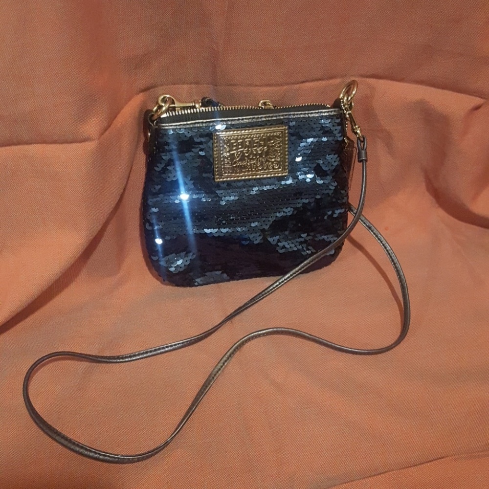 Blue sequin Coach bag