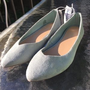 Suede Tiffany blue pointed toe flats