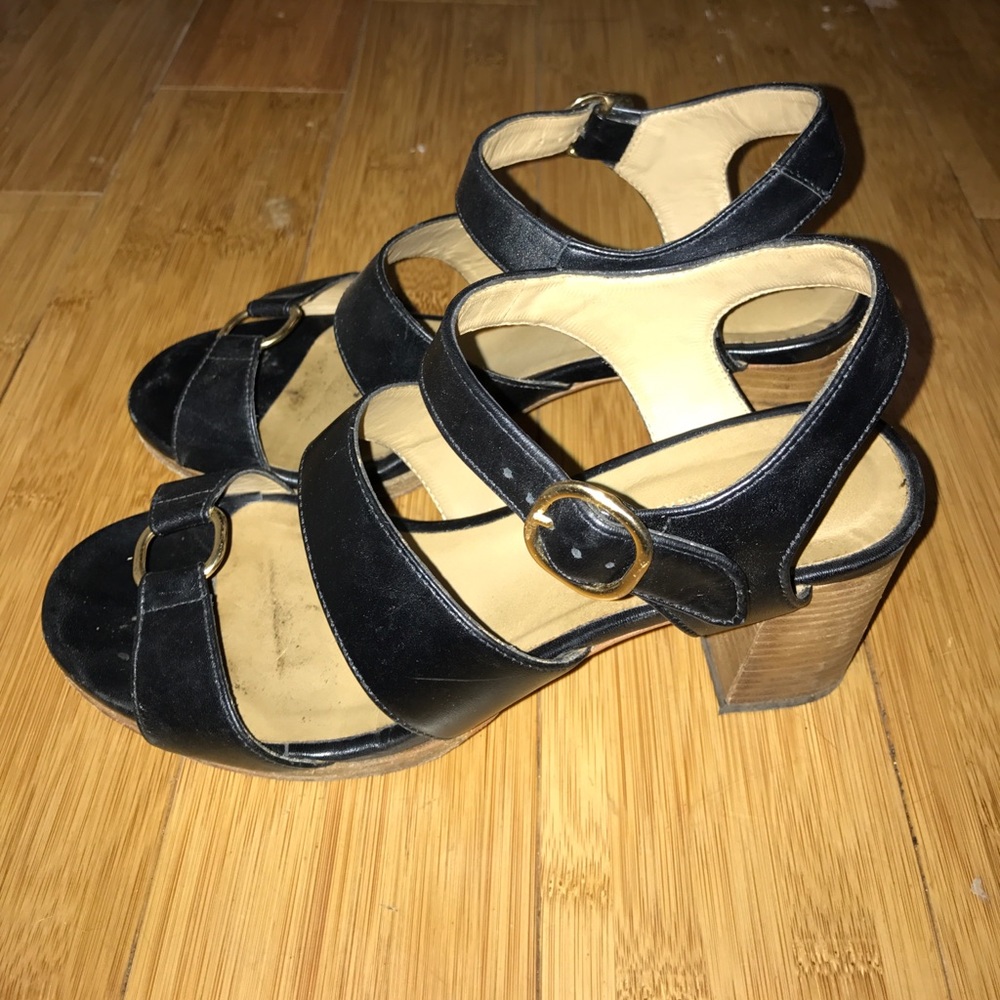 APC black leather sandals