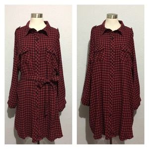 Red checkered flannel dress