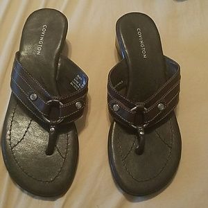 Brown thong wedge sandals Sz. 5.5