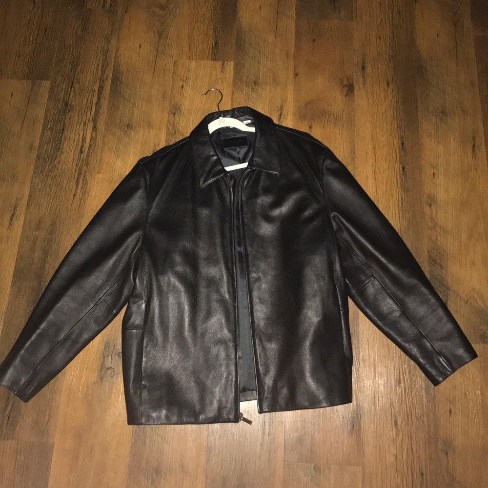 ALFANI men's XL leather jacket black