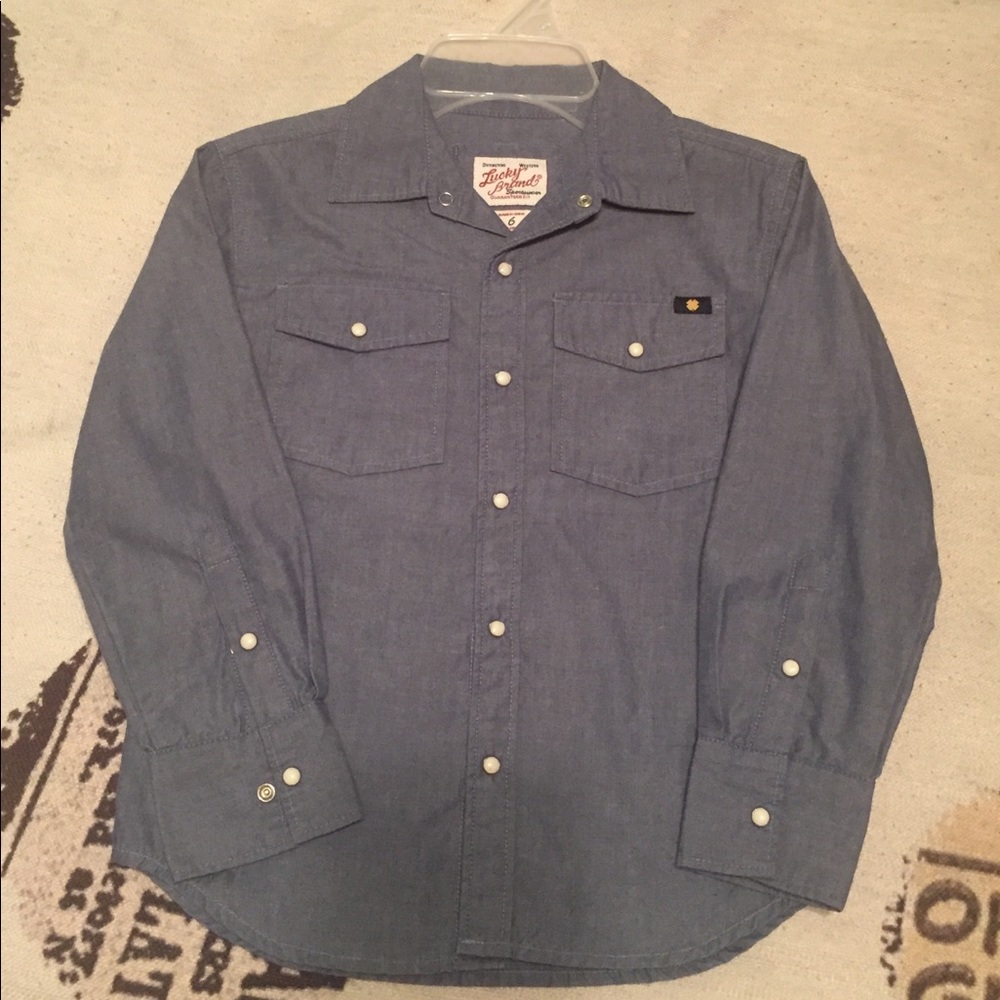 Lucky Brand Boys snap chambray shirt