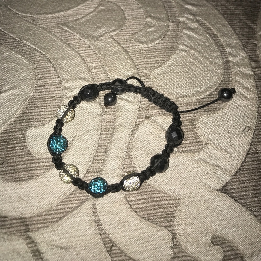 White and turquoise swarvorski shamballa bracelet