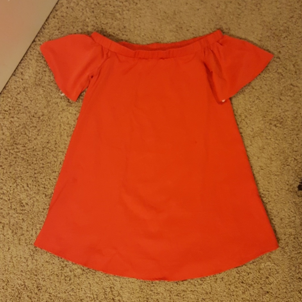 Orange Off the Shoulder Dress - Picture 7 of 8