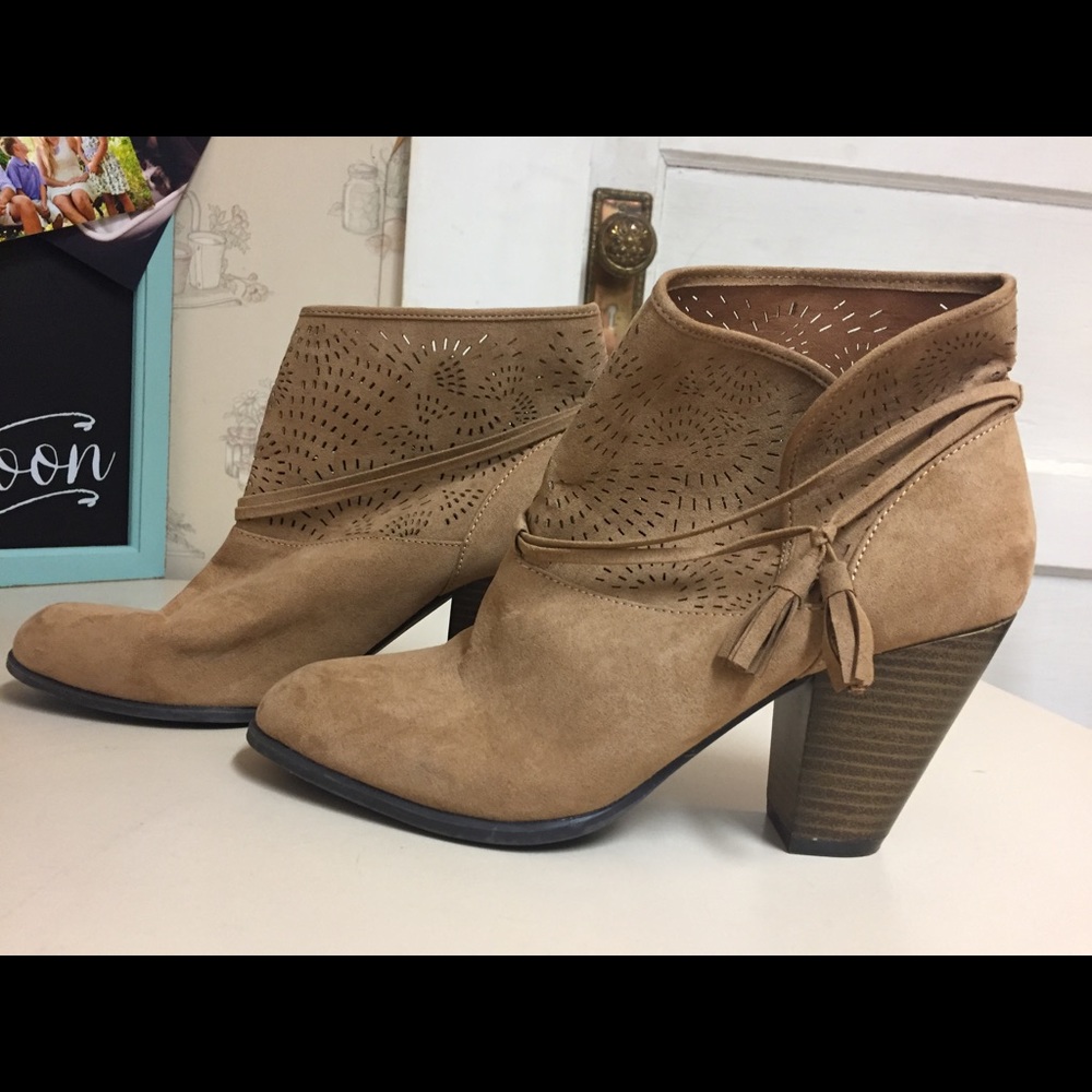 Tan suede booties