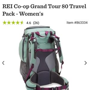 REI women's travel pack 80L