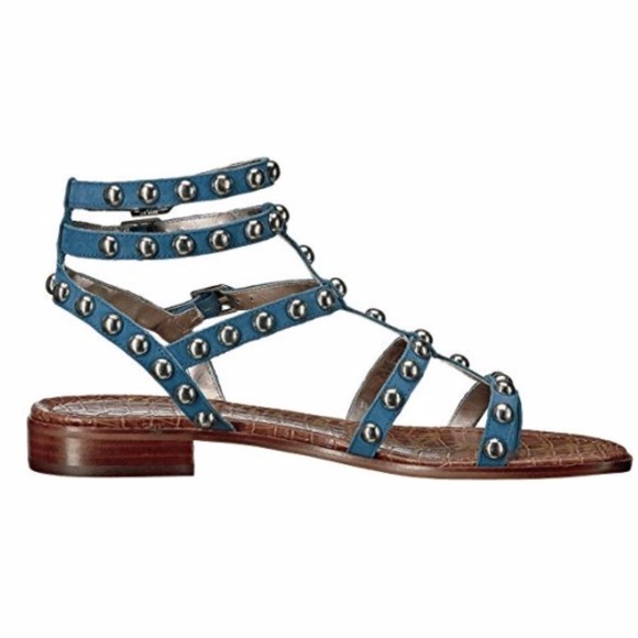 ❌SOLD❌ New! Sam Edelman Blue Leather Sandals - Picture 2 of 8