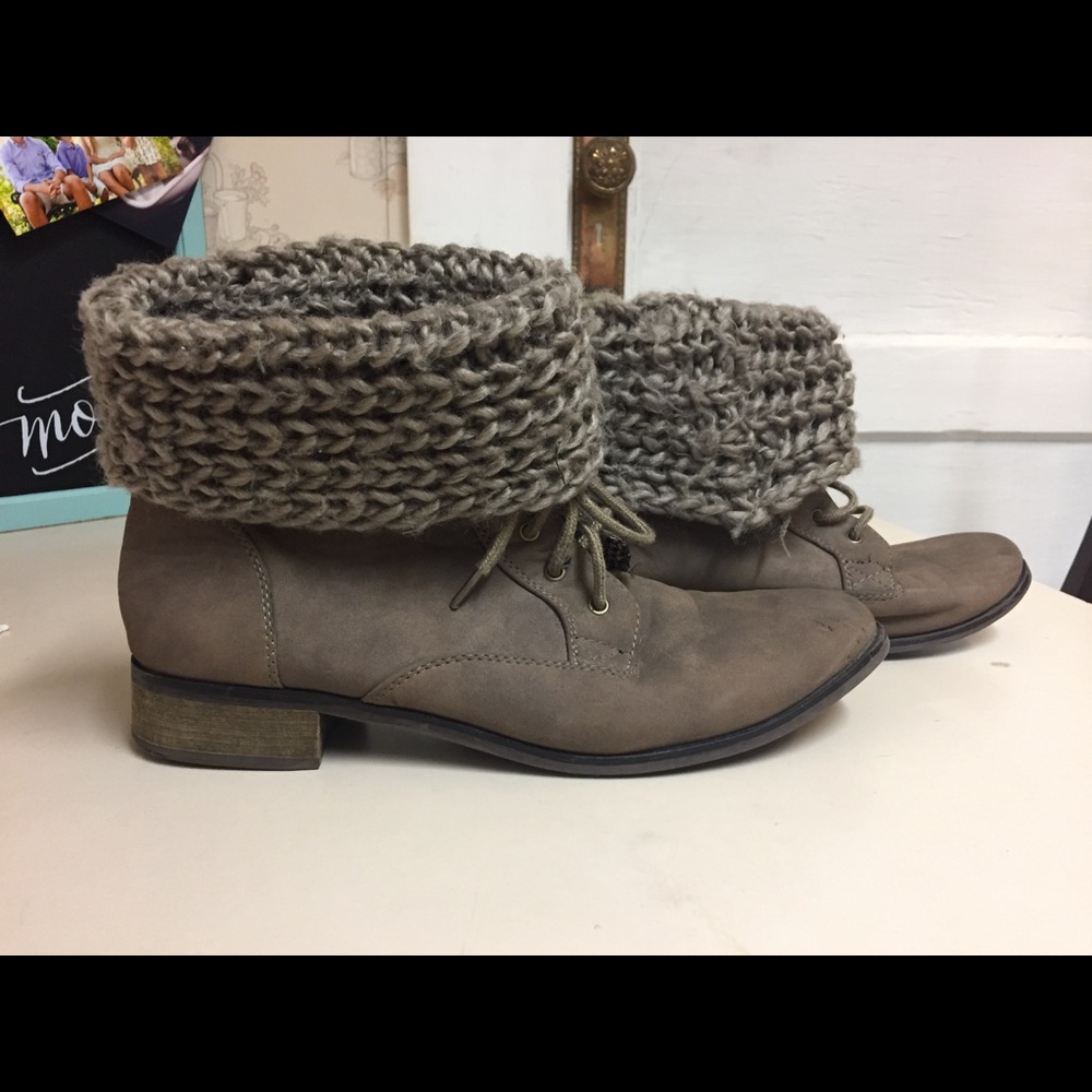 Suede lace up booties