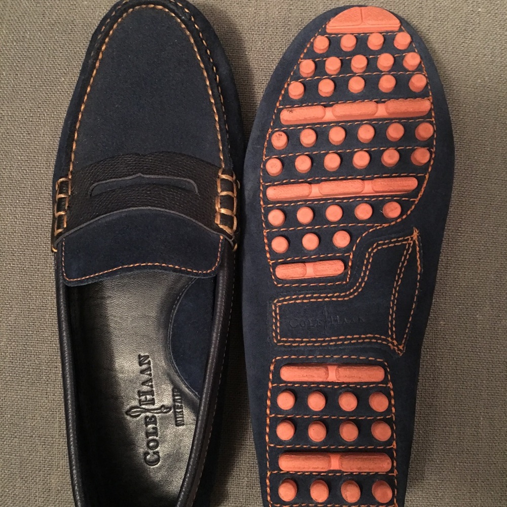 Cole Haan Navy Suede Loafers