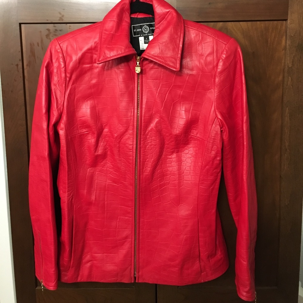St. John leather croc embossed Jacket Vintage