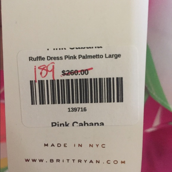 NWT Britt Ryan Pink Palmetto Ruffle Dress, size L - Picture 4 of 4
