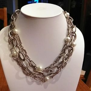 Gold and pearl 3 tiered necklace