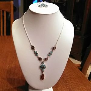 Avon turquoise like necklace/earrings
