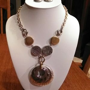 Gold/Silver necklace and earrings