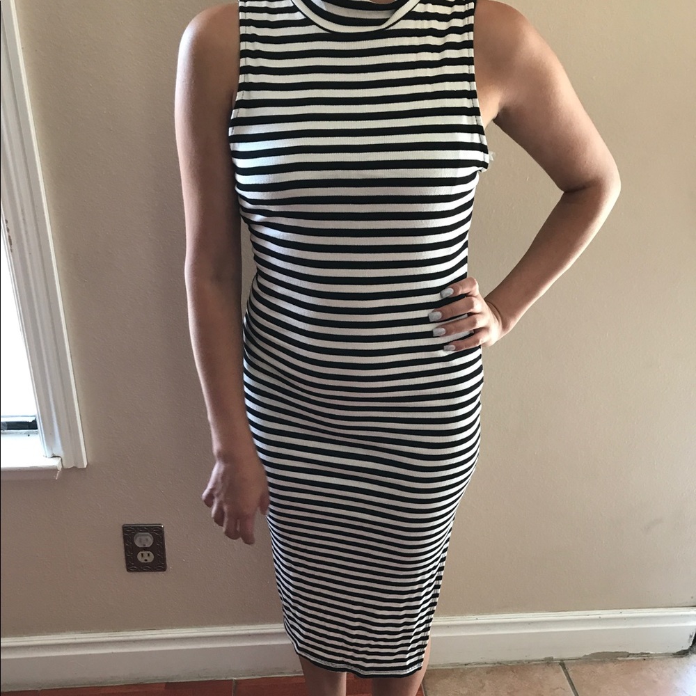 Black and white stripe dress