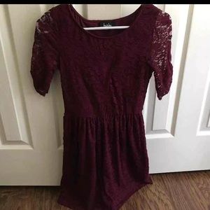 Maroon lacy knee length dress