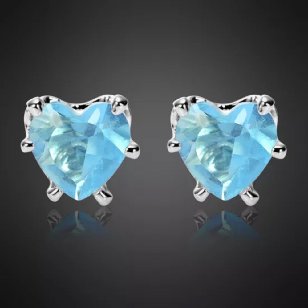 4.5mm Aquamarine Swarovski CZ & White Gold Studs
