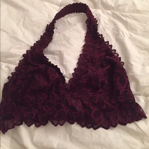 ❤️2 FOR $25❤️NWOT VS PINK Maroon Lace Halter Bra