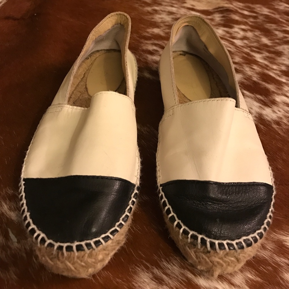 Aldo Black + White Leather Espadrilles
