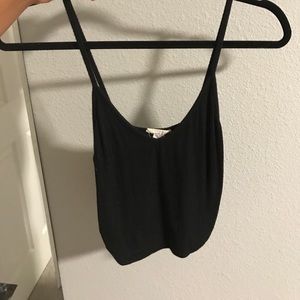 cropped black ribbed tank top