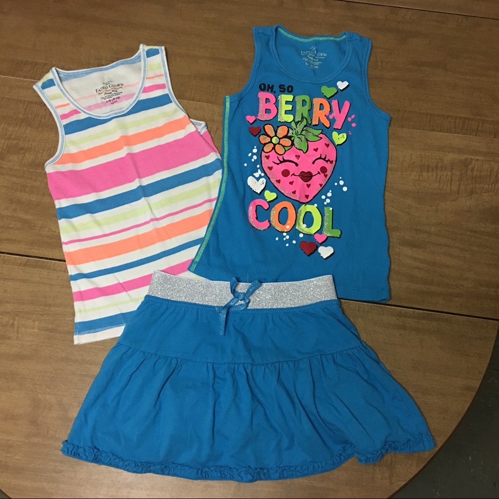 Mini skirt with two matching tanks - size Lg girls