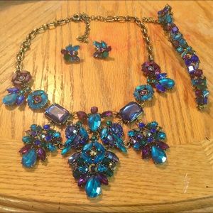 Statement necklace, bracelet, & earring set