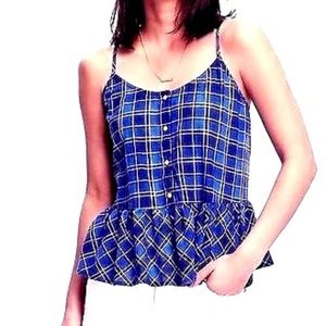 Gorgeous Button-Down Plaid Peplum Cami