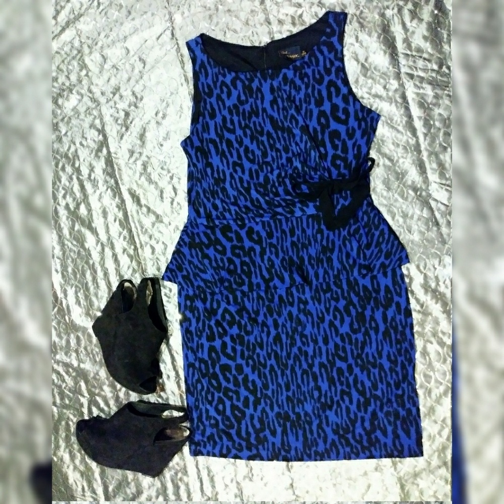 Just... Taylor Leopard print blue and black dress