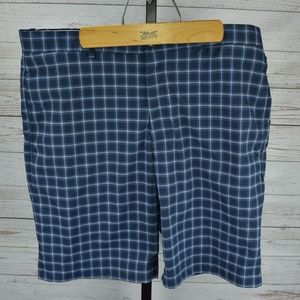 Greg Norman Plaid Size 36 Golf Shorts Blue White