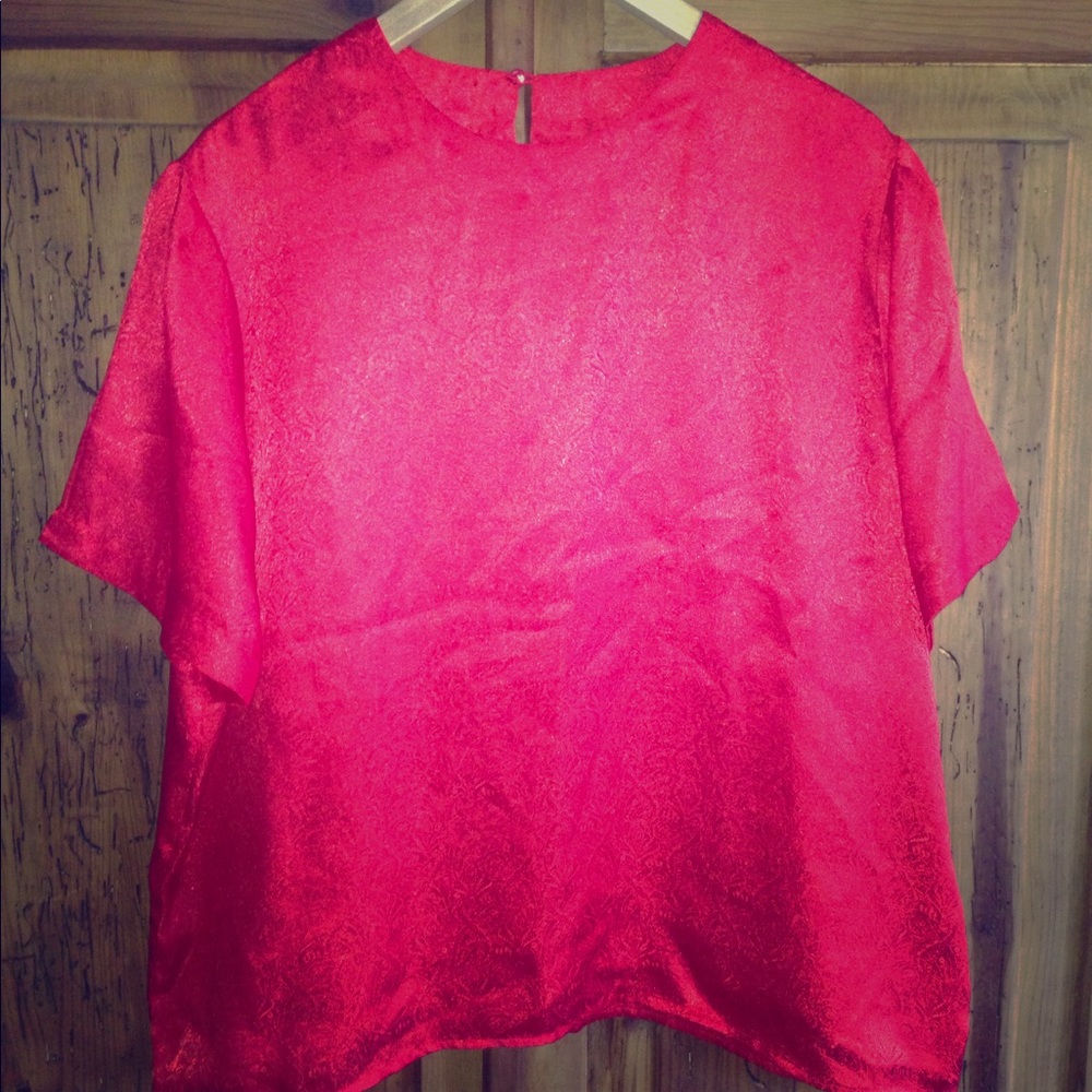Red silky blouse