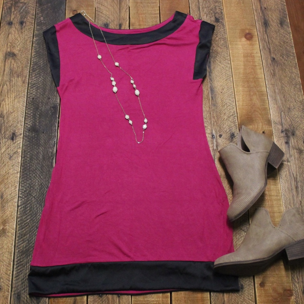 Express colorblock dress pink/black size small