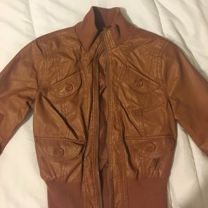 Brown leather jacket
