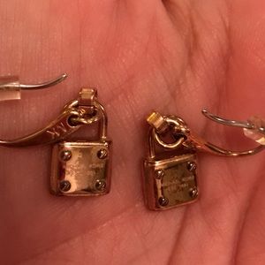 Michael Kors mini lock rose gold dangle earrings