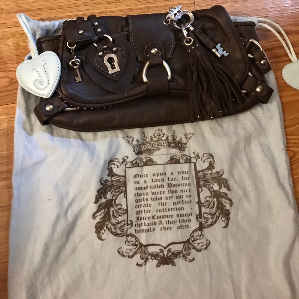 AUTHENTIC BROWN LEATHER JUICY COUTURE CLUTCH