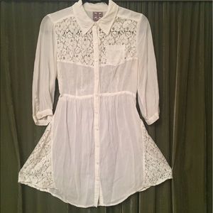 Free People White Lace Sheer Shirt Dress or Top