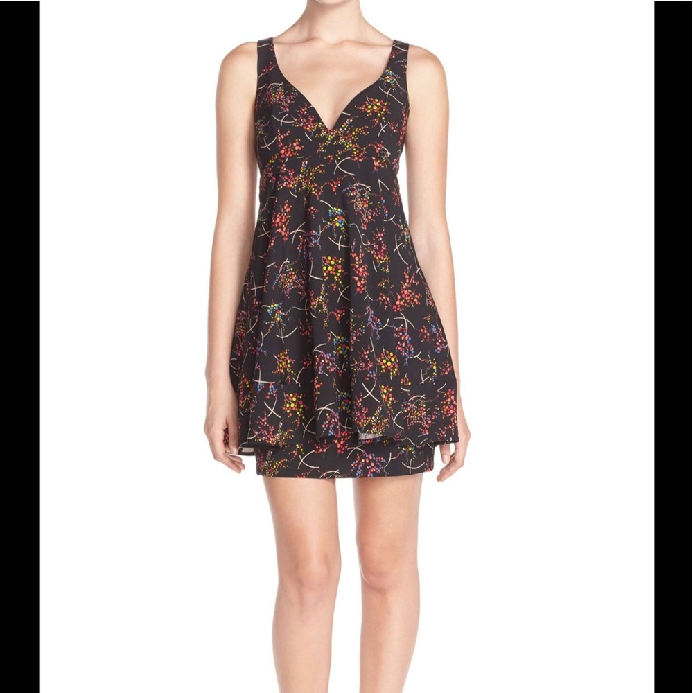 NEW ** Charles Henry Printed Tiered Babydoll Dress