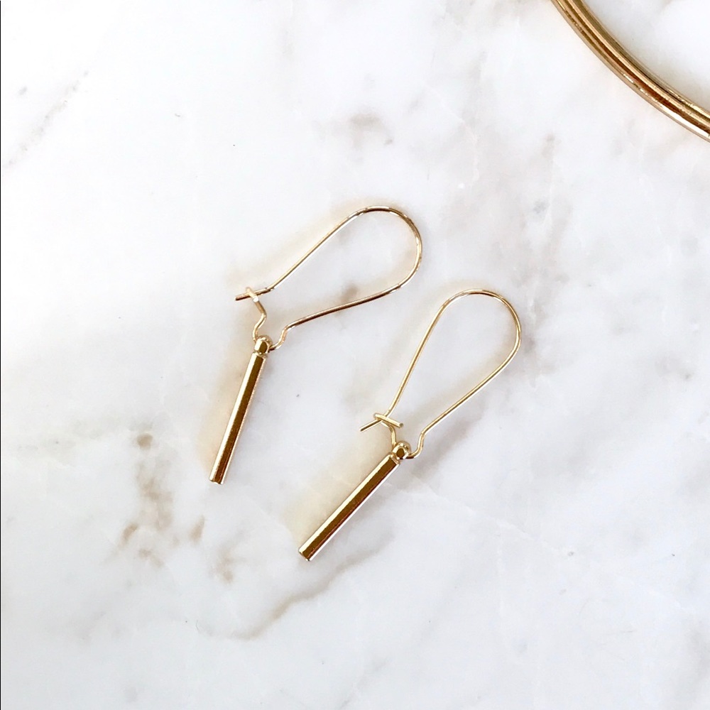 Gold Bar Drop Earrings