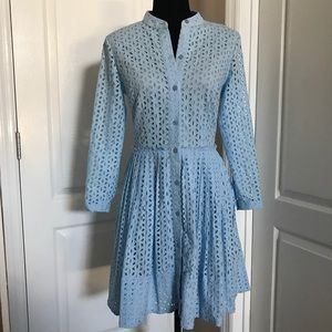 Michael kors cloud blue eyelet flare dress