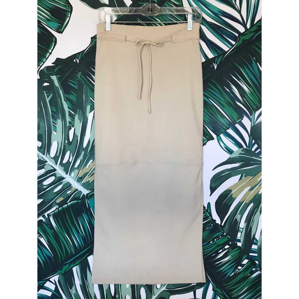 High Waist Midi Skirt | Beige