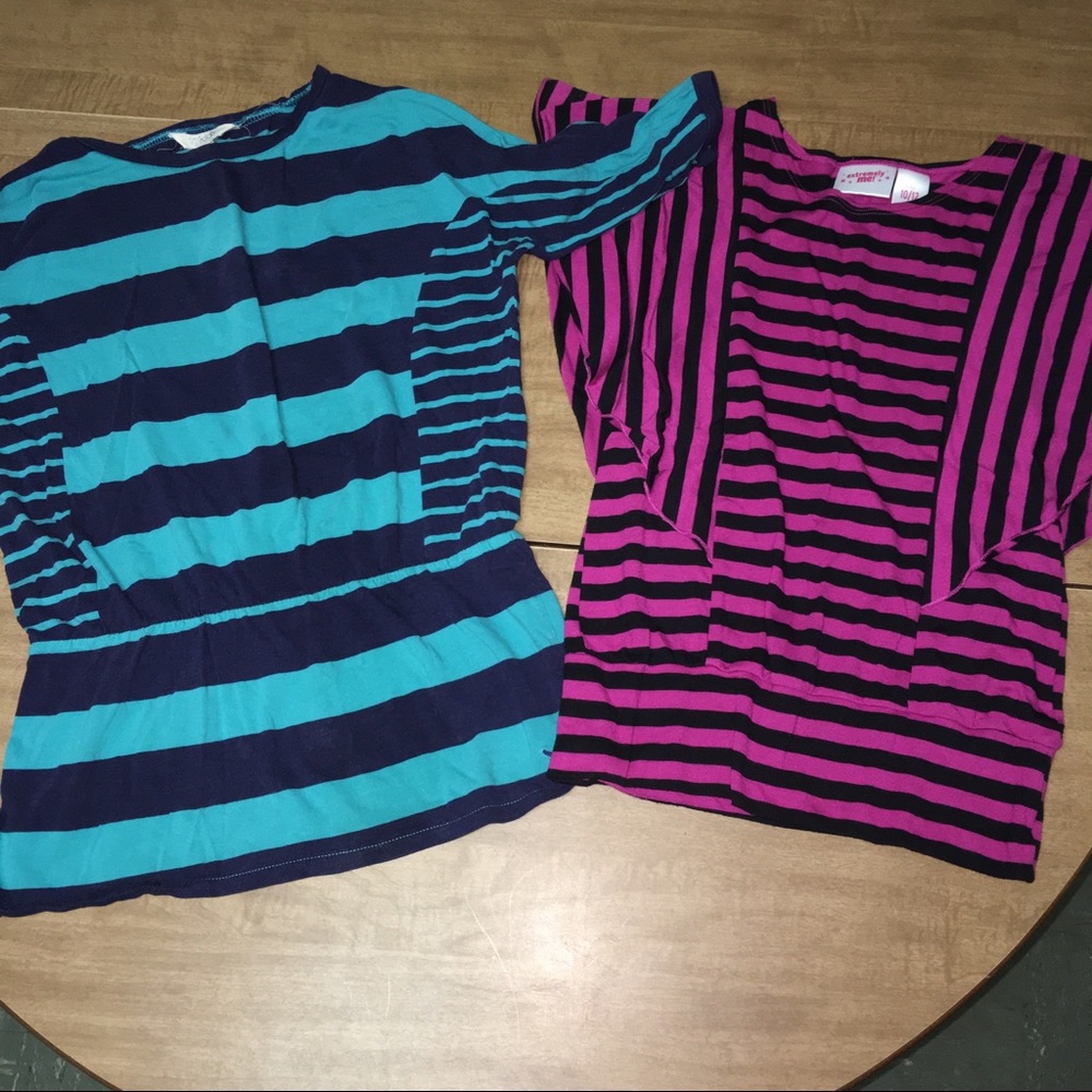 Set of 2 striped, dressy shirts - size 10/12 girls