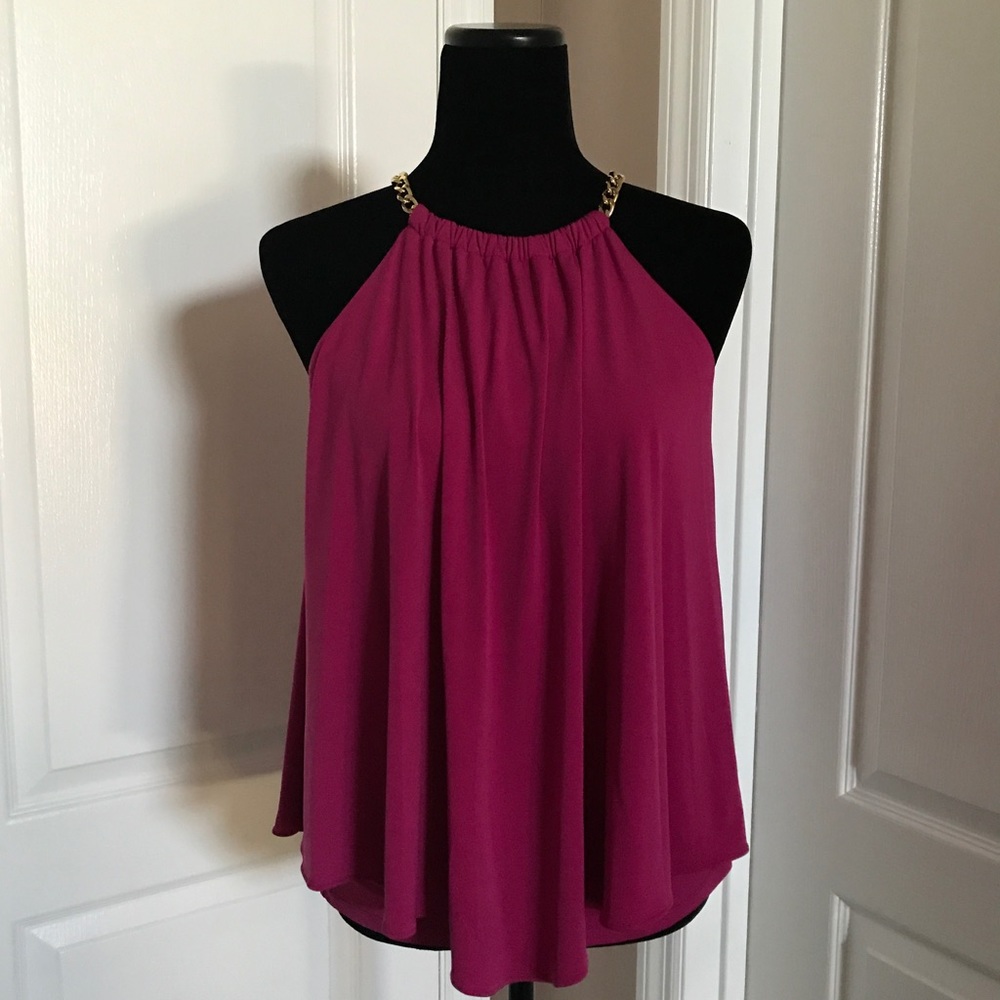 Michael Kors fuschia top with gold chain straps