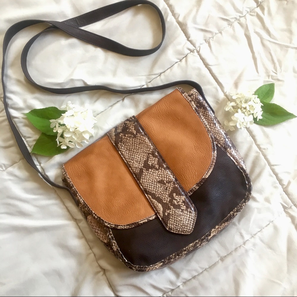 Chico's vegan leather and snakeskin cross body bag