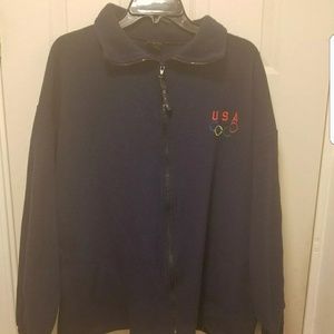USA Olympic Team Fleece Zipper Jacket Navy Blue XL