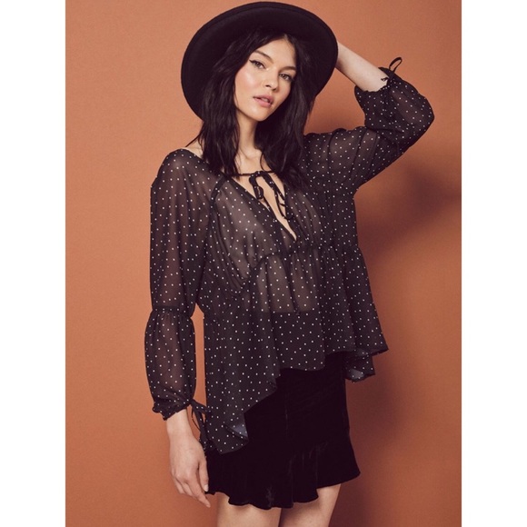 For Love and Lemons Truffles blouse Black; size L - Picture 3 of 6