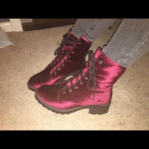Velvet combat boots