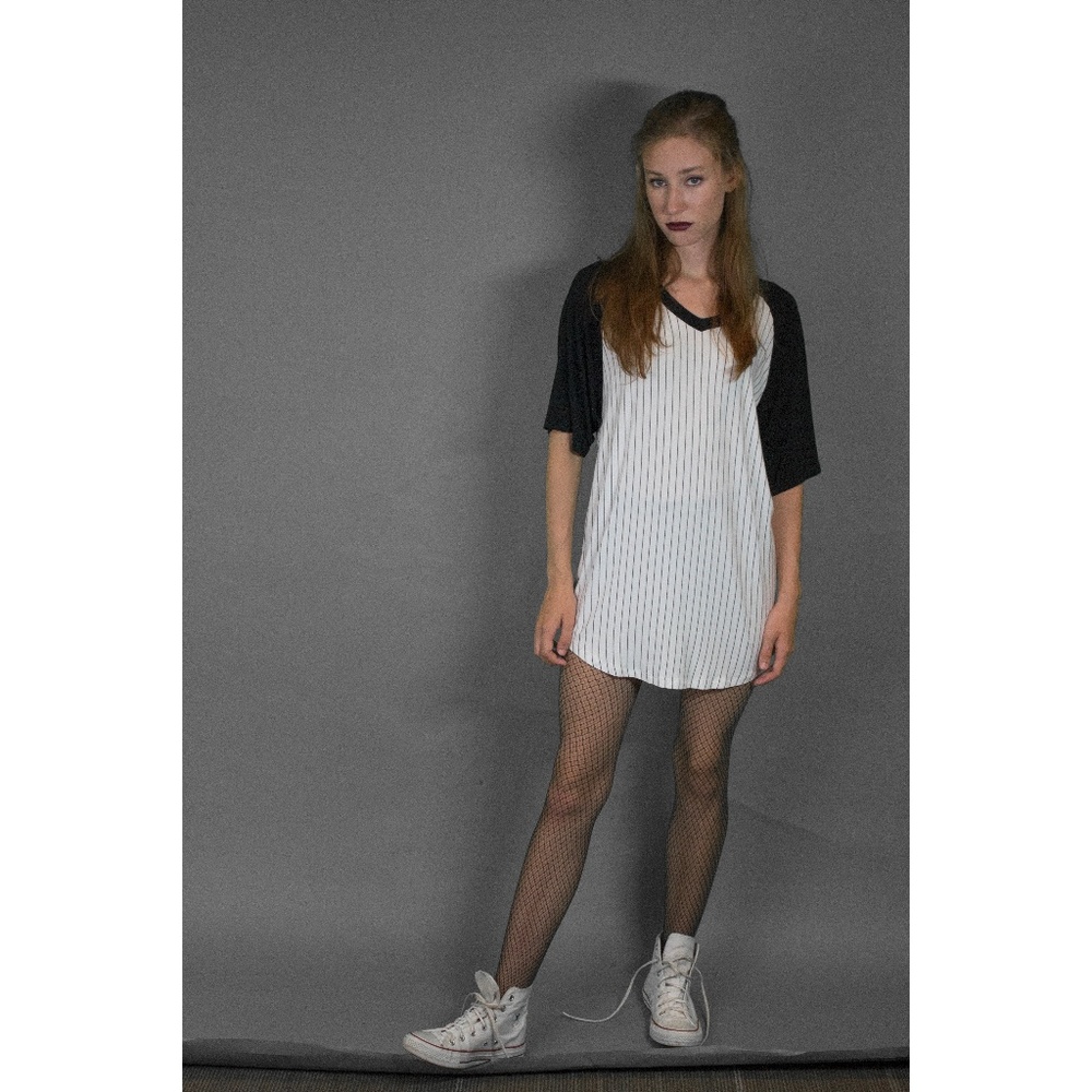 Over-sized Striped Baseball Tee