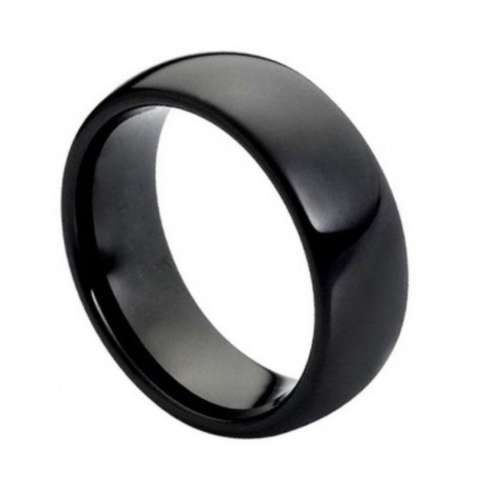High polished black tungsten dome ring
