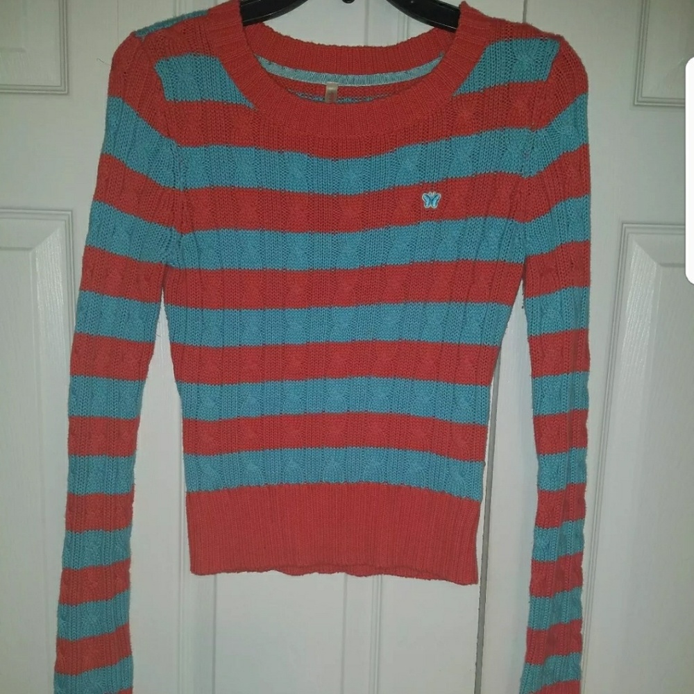 Aeropostale Blue & Orange Cable Knit  Sweater